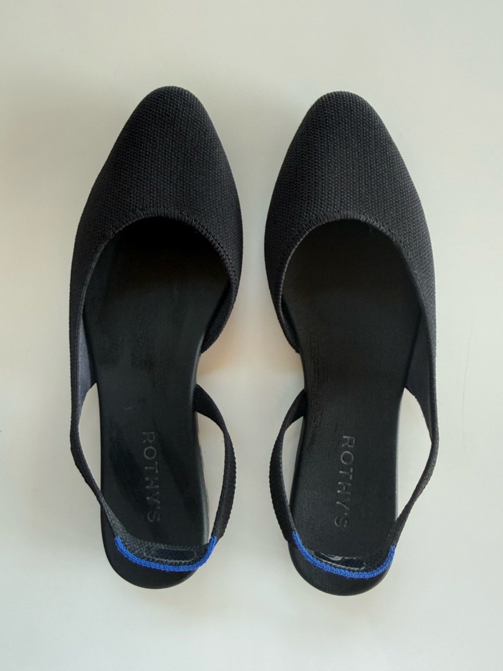 Rothy's The Almond Slingback Flats with Blue Heel Trim